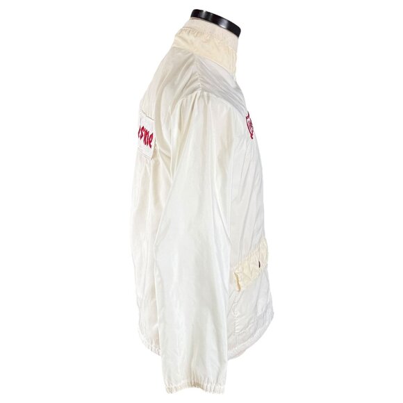Vintage 60s Firestone White Racing Jacket With Red Stripe & Embroidered Logo M - Picture 3 of 13